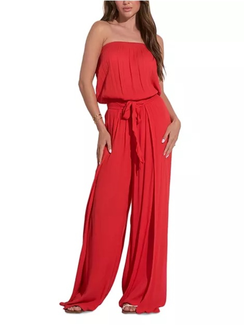 Elan NWT Red Strapless Wide Leg Jumpsuit Size Small